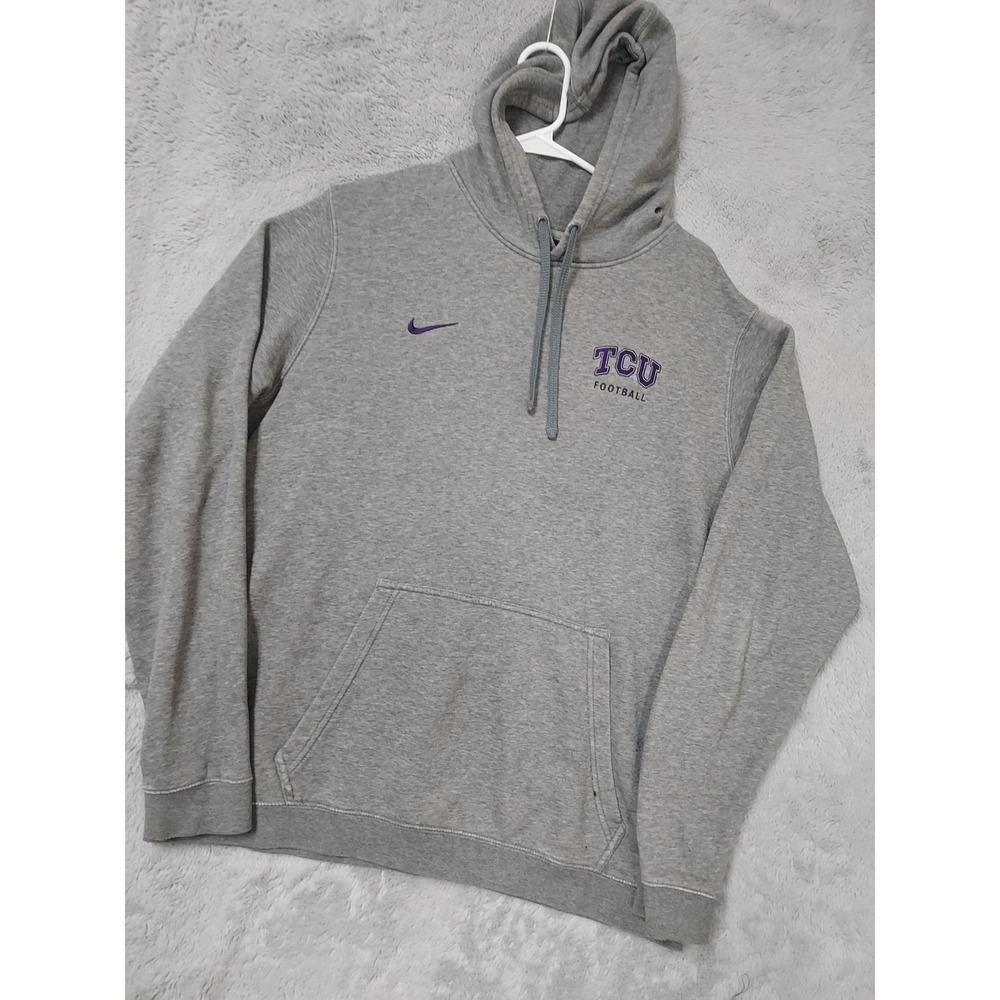 TCU Hoodie Mens Large Nike Football NCAA Grey Texas Christian Embroidered L